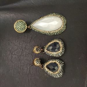 Large pearl/rhinestone pendant w earrings